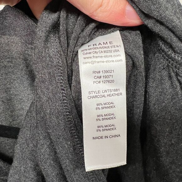 Frame Womens Plunge Twist Front Long Sleeve Modal Top Gray Charcoal Small Sexy - Picture 6 of 13